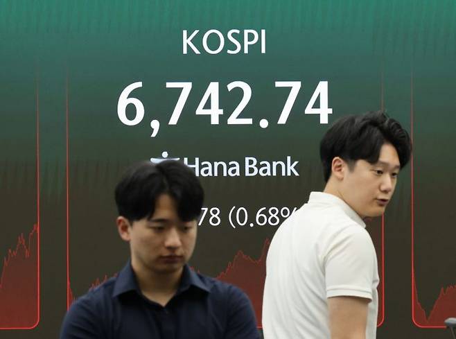 25일 서울 중구 하나은행 딜링룸 전광판에 코스피 종가가 표시돼있다. 코스피는 이날 장중 최대 4% 이상 하락했다가 오후부터 상승 전환에 성공하는 등 높은 변동성을 보였다. 연합뉴스