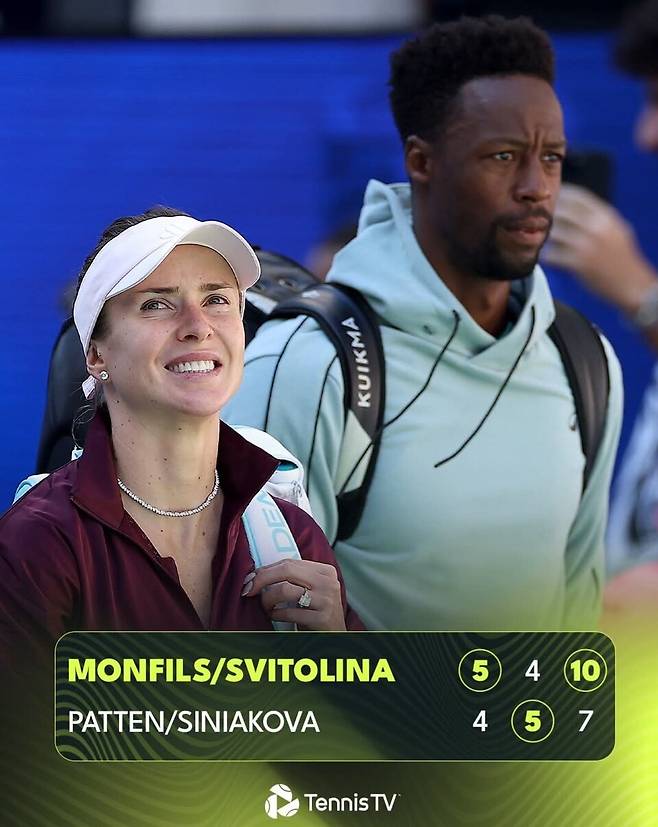 혼합복식 4강에 오른 가엘 몽피스- 엘리나 스비톨리나 부부. Tennis TV