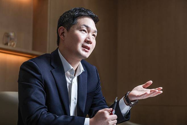 정재욱 삼성자산운용 커버드콜 담당 팀장이 24일 오전 서울 서초구 삼성자산운용에서 중앙일보와 인터뷰하고 있다. 김경록 기자. 2026.08.24.