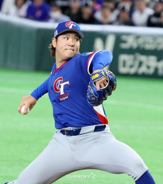 대만 선발투수 구린루리양이 8일 도쿄돔에서 열린 2026 WBC 도쿄POOL 대한민국과 대만 경기에서 역투하고 있다. 026.03.08. /사진=강영조 cameratalks@