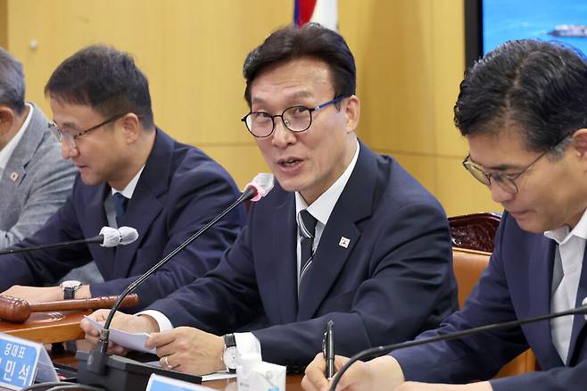 김민석 더불어민주당 대표가 9일 전북도청에서 열린 현장 최고위원회의에서 발언하고 있다. 연합뉴스