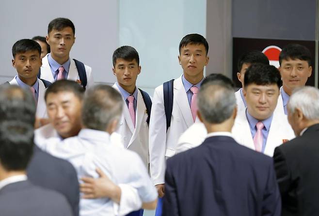 북한 아시안게임 선수단, 일본 도착 / 사진=연합뉴스