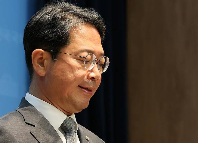 김승원 법무부 장관 후보자가 19일 서울 영등포구 여의도 국회 소통관에서 후보자직 사퇴 기자회견을 하고 있다. 2026.9.19 ⓒ 뉴스1