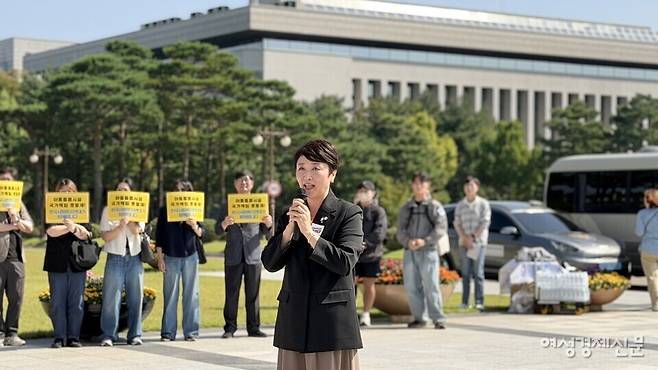 전진숙 더불어민주당 의원은 "이재명 정부는 2027년 90.4%, 95.4%, 163억3000만원을 반드시 기억하고 답을 주실 것이라고 믿는다"며 "2027년 예산에 반드시 반영될 수 있도록 최선을 다하겠다"고 말했다. /김정수 기자