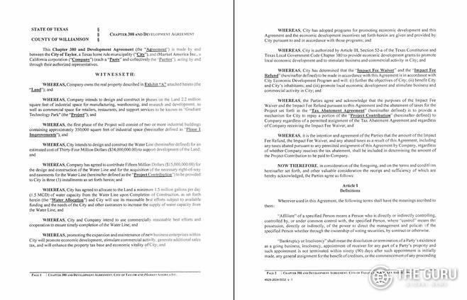 미국 텍사스주 테일러시와 아이마켓코리아의 미국법인