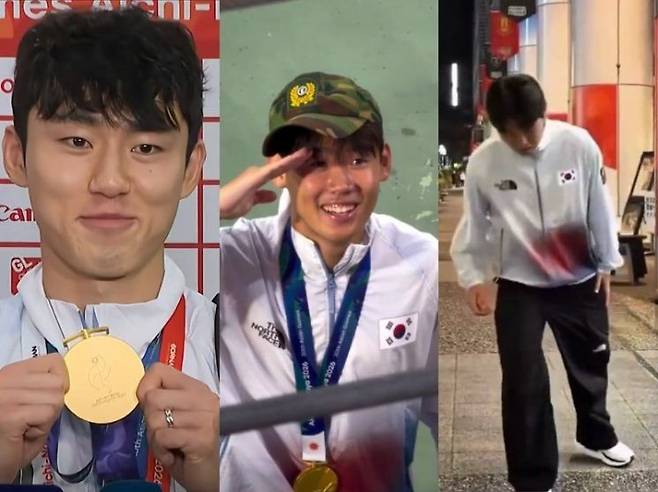 아시안게임 남자축구 금메달을 획득한 U-23 대표팀 일부 선수가 병역특례와 관련해 경솔한 언행으로 도마에 올랐다. “군대 안 갑니다”라고 발언한 이기혁과 전역모를 쓴 박승수, 발목을 절뚝이는 세리머니로 일부 네티즌의 오해를 산 최우진. SNS