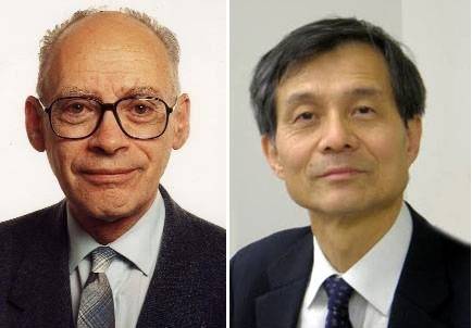 2026년 노벨 화학상 수상자인 앙리 카강(왼쪽) 프랑스 파리쉬드대 명예교수와 소아이 켄조 일본 도쿄이과대 명예교수