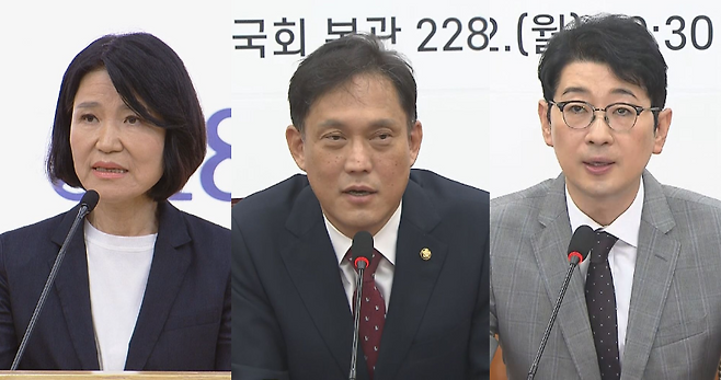 (왼쪽부터) 국민의힘 이진숙, 김태규, 주진우 의원