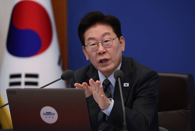 이재명 대통령이 20일 청와대에서 열린 국무회의에서 발언하고 있다. 연합뉴스