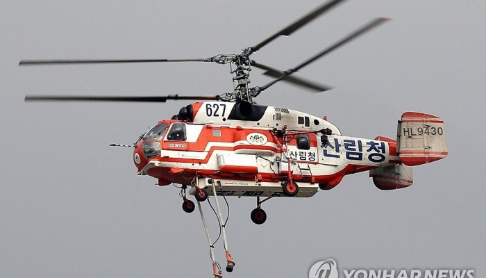 이른 아침부터 투입된 헬리콥터