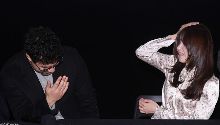 한보름,'감독님과 머리충돌, 너무 아파요' [사진]