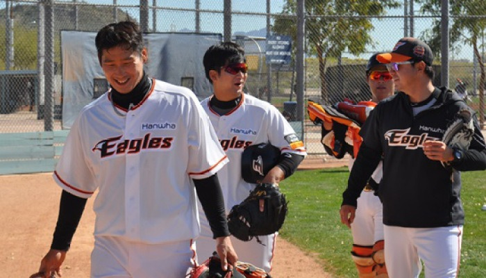 훈련이 즐거운 한화 포수들 [MK포토]